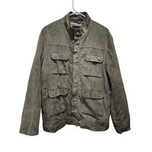 Dacute Leather Men's Biker Green Gray Jacket Size XL Made in Italy Bomber
